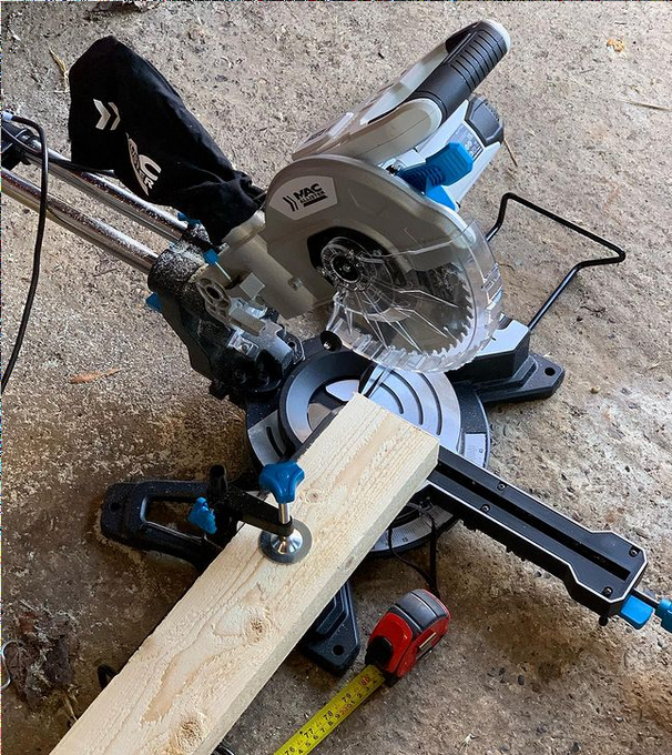 A circular saw on a stand