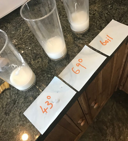 Picture of three glasses marked with different temperatures