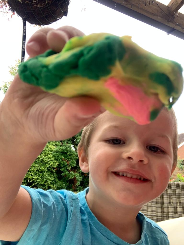 Leo with playdoh